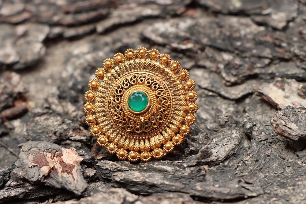 Antique Green Stone Statement Ring