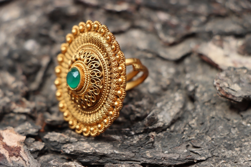 Antique Green Stone Statement Ring