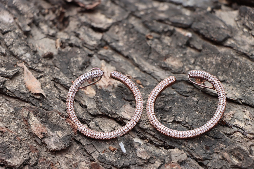 Rose Gold Pave Hoop Earrings