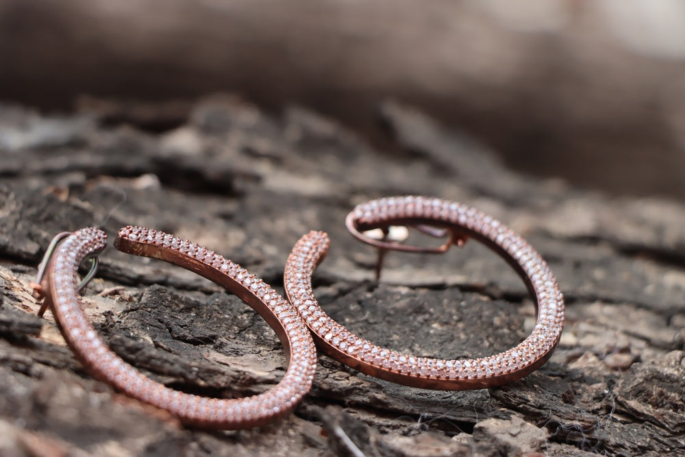 Rose Gold Pave Hoop Earrings