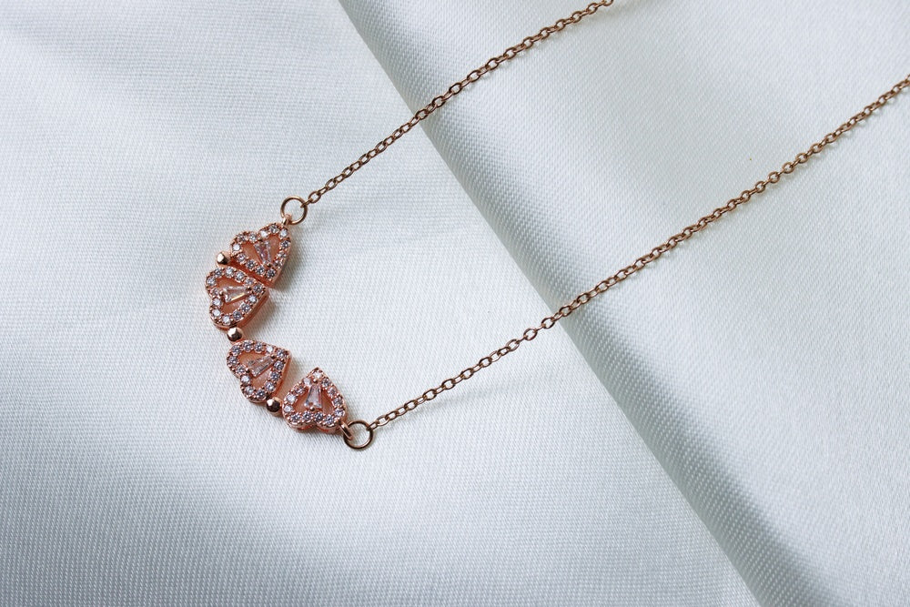 Convertible Rose Gold Blossom Heart Pendant Necklace